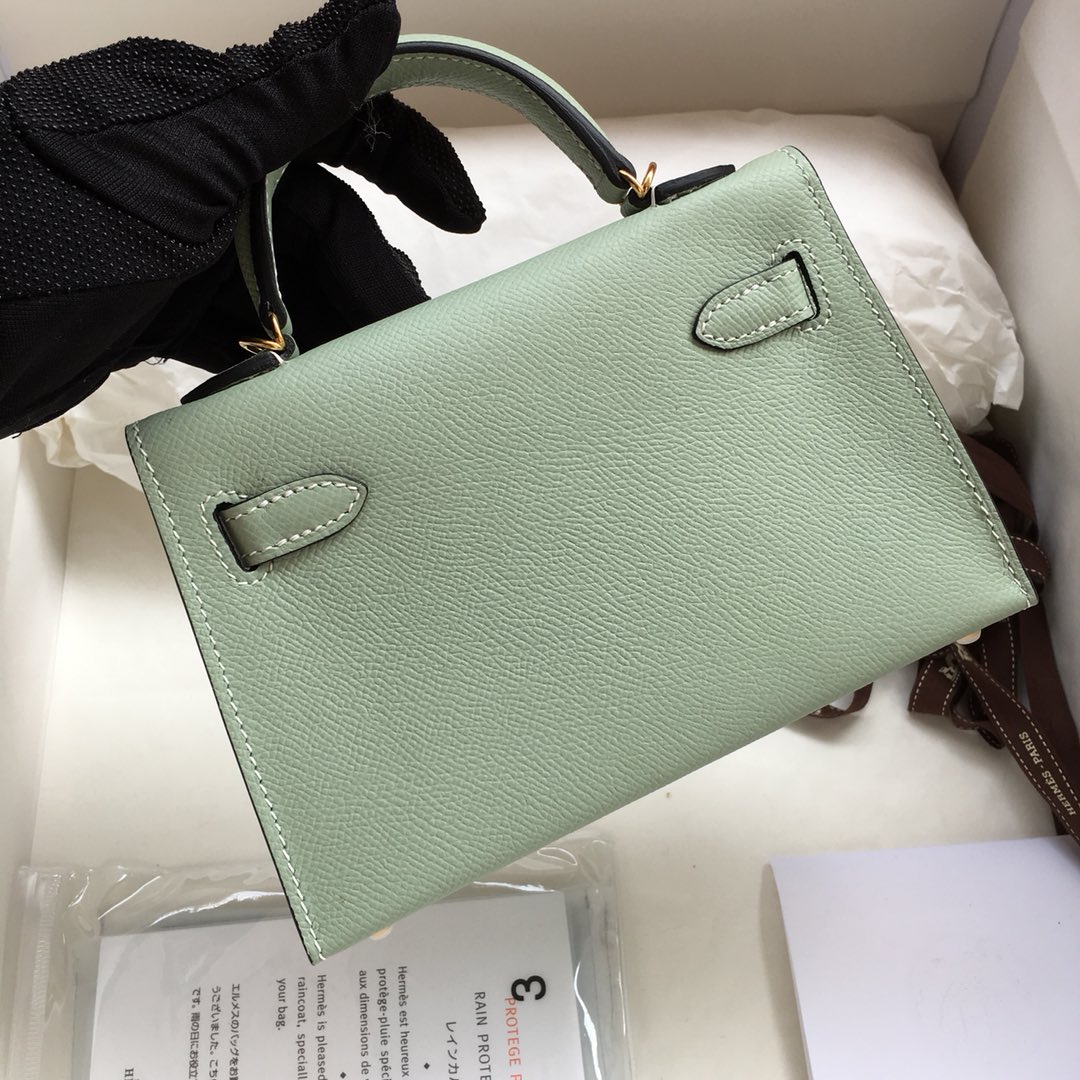 Hermes Kelly Mini II Bag 19CM In Sauge Green Epsom Leather